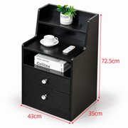 Black RGB LED Bedside Table with 2 Drawers