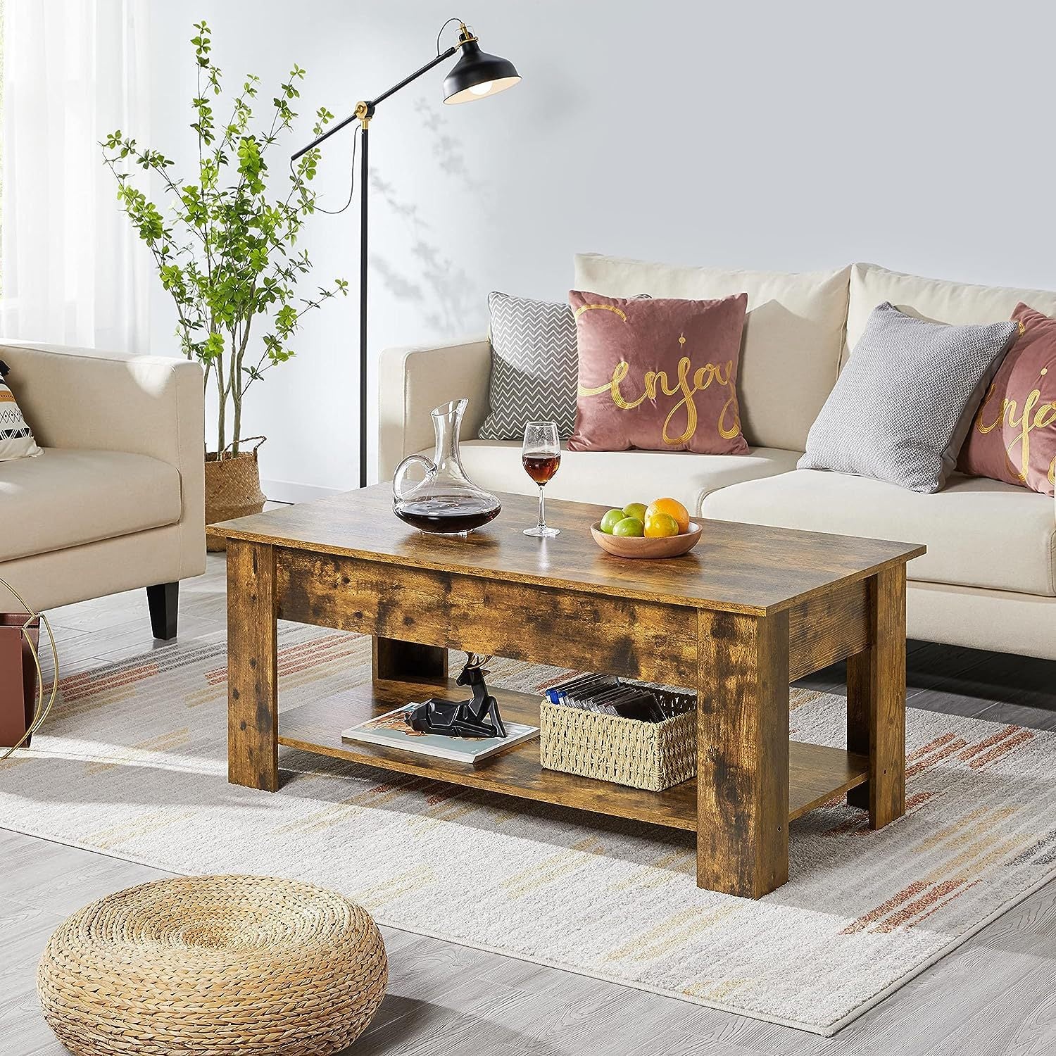 Coffee Table Lift Top Side Table CT-007 Antique wood