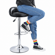 Height-adjustable CR-B02 bar stool with lever control and chrome pedestal base