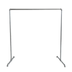Heavy duty metal clothes rack showing strong galvanised pipe construction and stability
