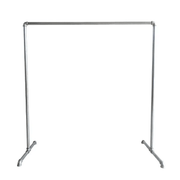 Heavy duty metal clothes rack showing strong galvanised pipe construction and stability