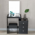 Artisansa black dressing table with mirror and stool against neutral wall - bedroom vanity unit | Artisansa SA

