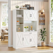 Kitchen Storage Cabinet White LED Buffet