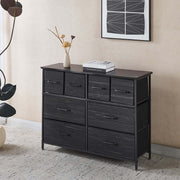 Fabric 8-Drawer Storage chest with black drawers and a tabletop, perfect for stylish and organized home storage.