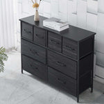Fabric 8-Drawer Storage featuring a modern black design with multiple drawers for versatile organization.