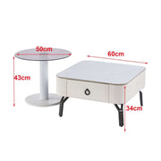 Nesting Coffee Table Set White Stone and Glass
