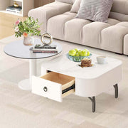 Nesting Coffee Table Set White Stone and Glass