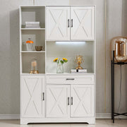 Kitchen Storage Cabinet White LED Buffet