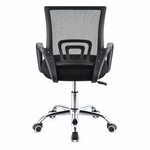 Rear view of ergonomic mesh office chair black with heavy-duty chrome star base | Artisansa SA