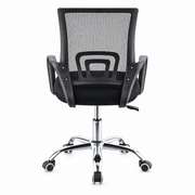 Rear view of ergonomic mesh office chair black with heavy-duty chrome star base | Artisansa SA
