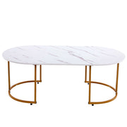 Coffee Table Sofa Side Table CT-CH07 with marble pattern top and gold metal legs