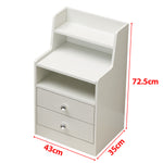 White Bedside Table with Drawers showcasing two drawers and a shelf, ideal for modern bedroom decor.