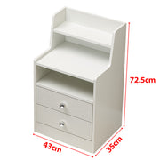White Bedside Table with Drawers showcasing two drawers and a shelf, ideal for modern bedroom decor.