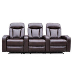 Electric 3 Seater Recliner Sofa KJ-3554 in brown leather with separated recliner chairs.