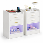 Modern LED Pedestal with Open Shelf - Set of 2 showcasing stylish design and built-in USB LED lights.