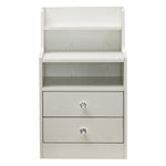 White Bedside Table with Drawers showcasing a minimalist design and two spacious drawers.