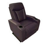 Electric 3 seater recliner sofa in purple with cup holders and a modern design for ultimate comfort.