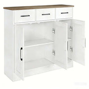 Barn-style kitchen cabinet interior storage with adjustable shelves and drawers