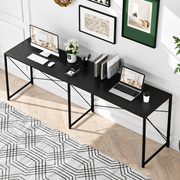 Black 100cm folding computer desk with metal X-frame