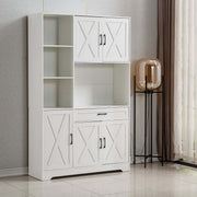 Kitchen Storage Cabinet White LED Buffet