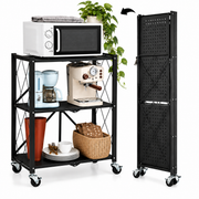 3 tier foldable storage trolley with wheels for kitchen pantry and home organisation