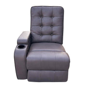 Electric 3 seater recliner sofa with button tufting and cup holder for added comfort and convenience.