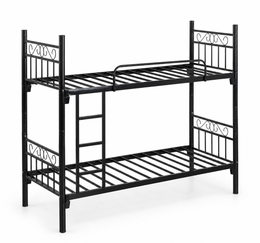 Black metal bunk bed on a white background