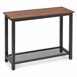 Console Table with rustic wooden top and black metal frame, perfect for entryway and modern home decor.