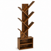 Freestanding Tree Bookshelf with Cabinet showcasing a unique branch-like design for home office or bedroom.