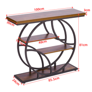 Console Table with O-Shape Metal Frame and Storage Shelves