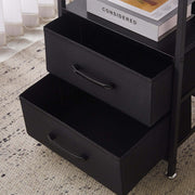 Charging Bedside Table with LED Light & 2 Drawers