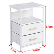 Charging Bedside Table with LED Light & 2 Drawers