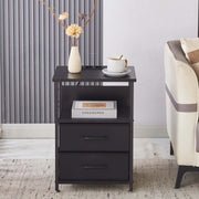 Charging Bedside Table with LED Light & 2 Drawers