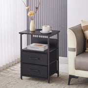 Charging Bedside Table with LED Light & 2 Drawers