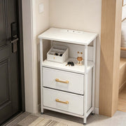 Charging Bedside Table with LED Light & 2 Drawers
