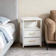 Charging Bedside Table with LED Light & 2 Drawers