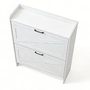 Classic White Farmhouse 2-Tier Tilt-Out Shoe Cabinet