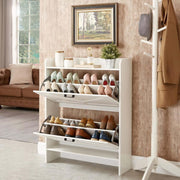 Classic White Farmhouse 2-Tier Tilt-Out Shoe Cabinet