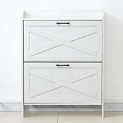 Classic White Farmhouse 2-Tier Tilt-Out Shoe Cabinet