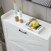 Classic White Farmhouse 2-Tier Tilt-Out Shoe Cabinet