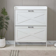Classic White Farmhouse 2-Tier Tilt-Out Shoe Cabinet