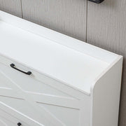 Classic White Farmhouse 2-Tier Tilt-Out Shoe Cabinet