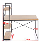 Computer Desk & Student Workstation with 4 Shelves, featuring clean metal lines and warm particle board surfaces.
