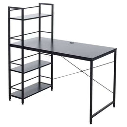 Computer Desk & Student Workstation with 4 Shelves in modern design, perfect for home offices and compact living spaces.