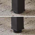 Close-up of the adjustable leg of the Console Table, showcasing its sturdy black metal support and leveling mechanism.