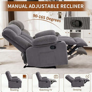 Corduroy Recliner Chair with Cup Holders in reclined position, featuring adjustable angles for reading, watching TV, and sleeping.