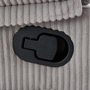 Close-up of the release lever on a Corduroy Recliner Chair for easy reclining.