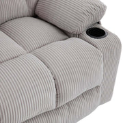 Corduroy Recliner Chair close-up showing plush fabric and built-in cup holder detail.