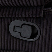 Close-up of the recline lever on a Corduroy Recliner Chair with Cup Holders for easy relaxation.