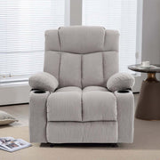 Corduroy Recliner Chair with Cup Holders in a cozy living room setting, offering comfort and style.